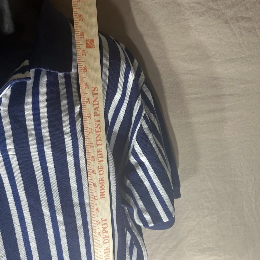 Vintage Polo Ralph Lauren Mens 3XB Navy Blue White Striped Shirt Red Logo